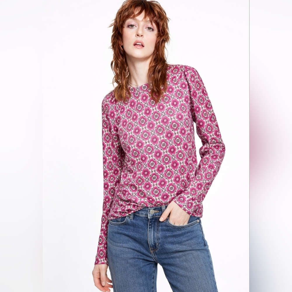 #142 NWOT INC International Concepts Pink Floral Women's Top, Size L